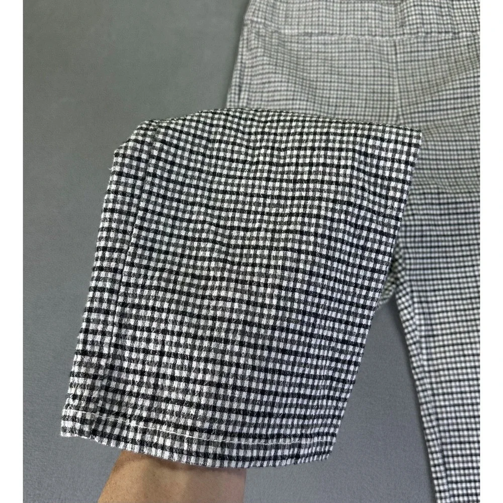 Free People‎ Pants Medium Black White Gingham Check In My Feelings Linen Blend